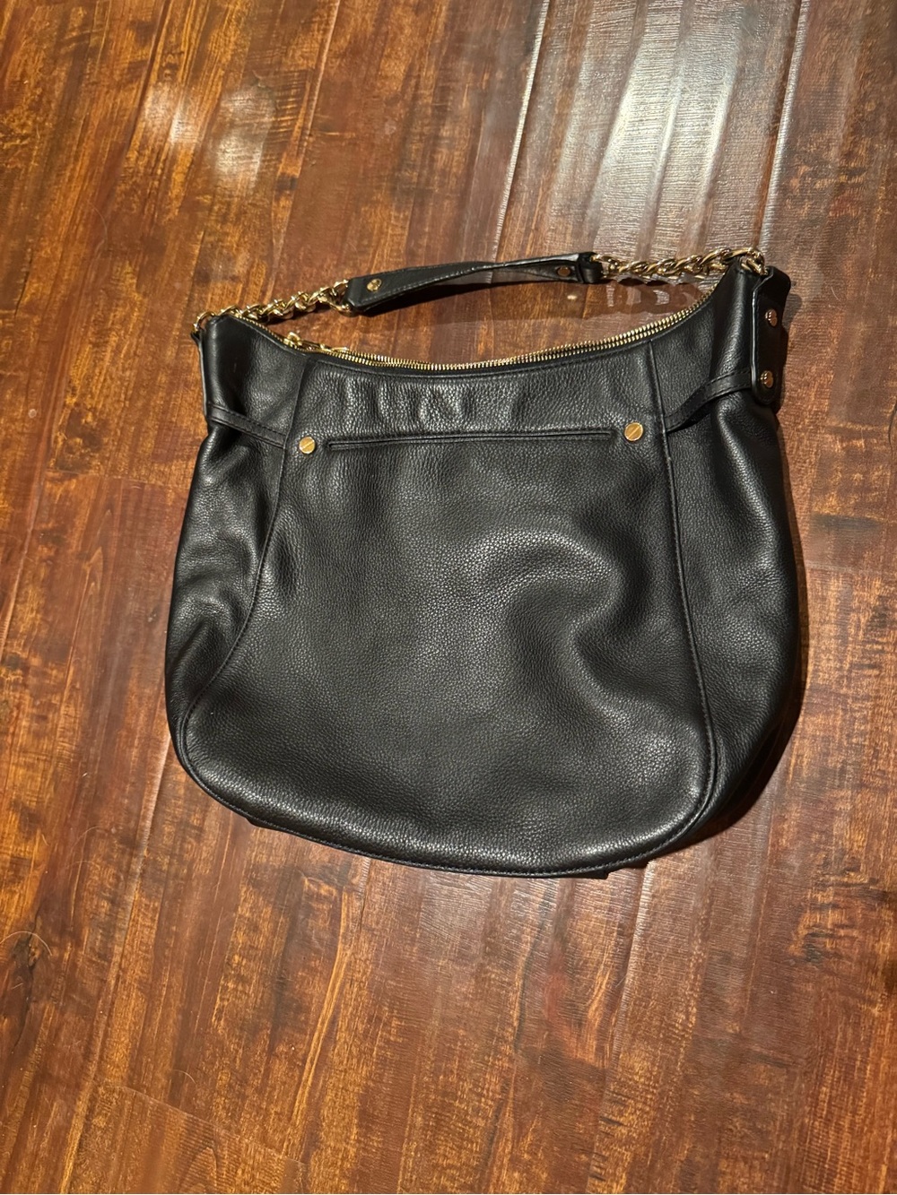 Michael Kors Black Leather Shoulder Bag with Gold Hardware